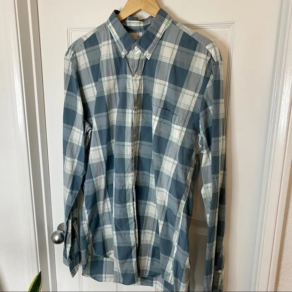 J Crew Men’s Button Down Plaid Long Sleeve Casual Dress Shirt L Tall - Picture 6 of 12